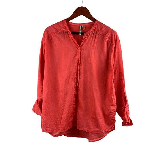Michael Stars Womens Coral Button-Up Shirt Medium 100% Cotton Made In China - Picture 1 of 5